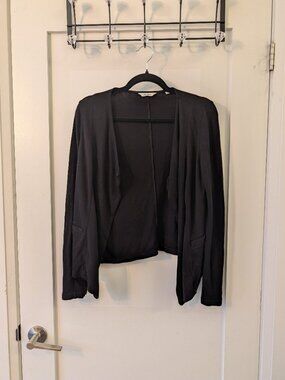 Reitmans Black Draped Open-Front Cardigan S/P